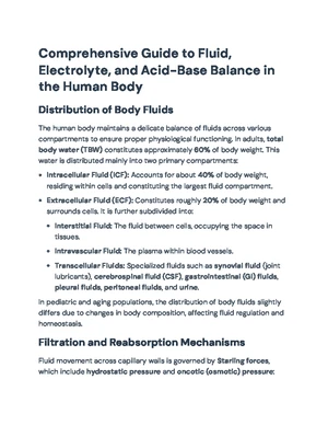 Fluid and Electrolytes - Study Notes & Assignments - Studocu