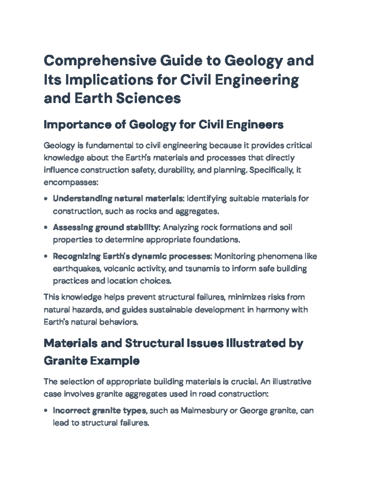 Comprehensive Guide to Geology: Implications for Civil Engineering ...
