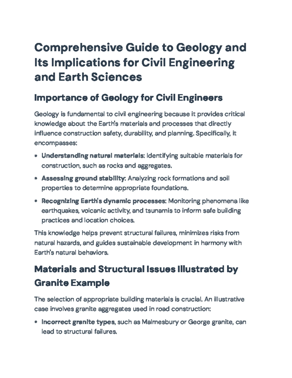 Comprehensive Guide to Geology for Civil Engineers (GEOL101) Overview ...