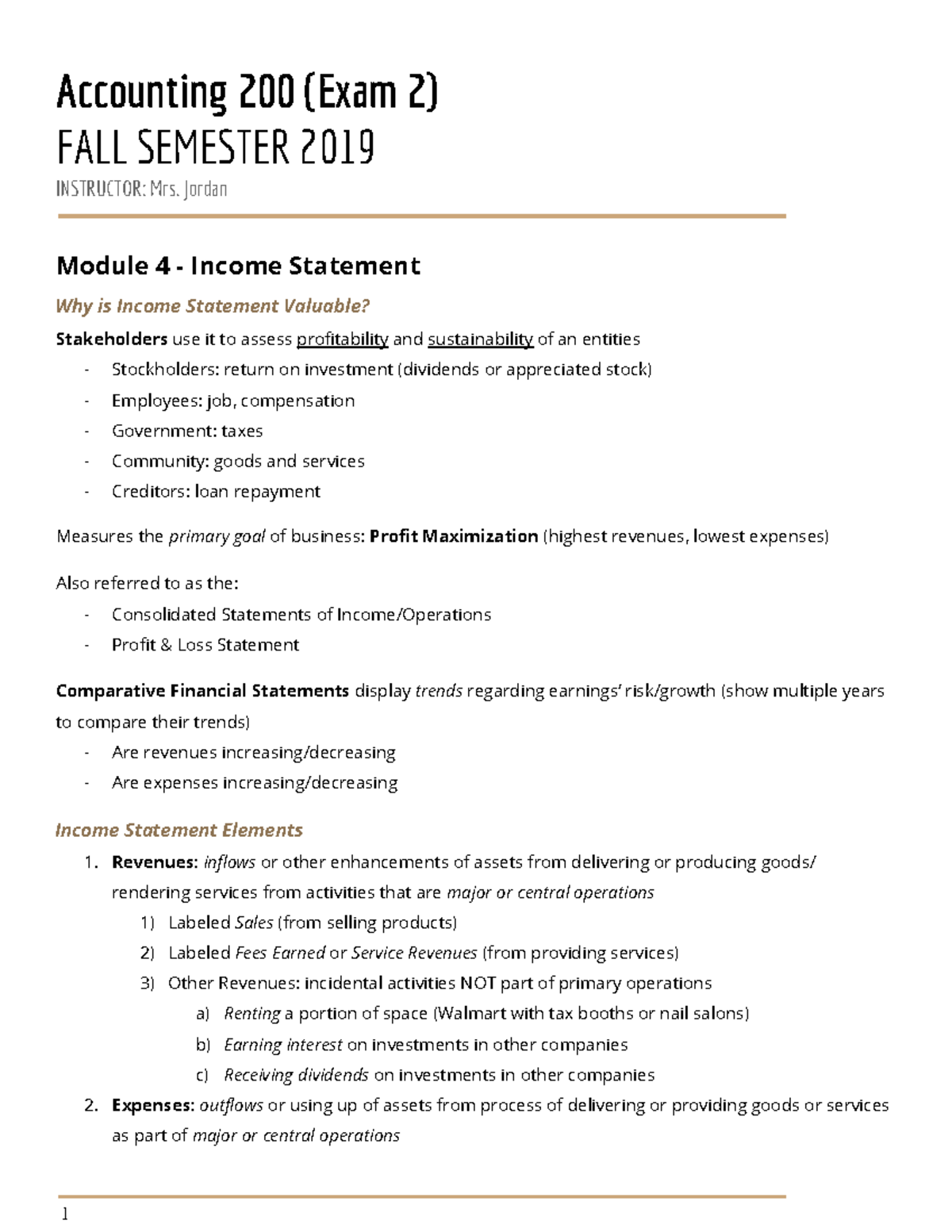 ACCT200 Exam 2 - Fully comprehensive exam review guide for ACCT 200 ...