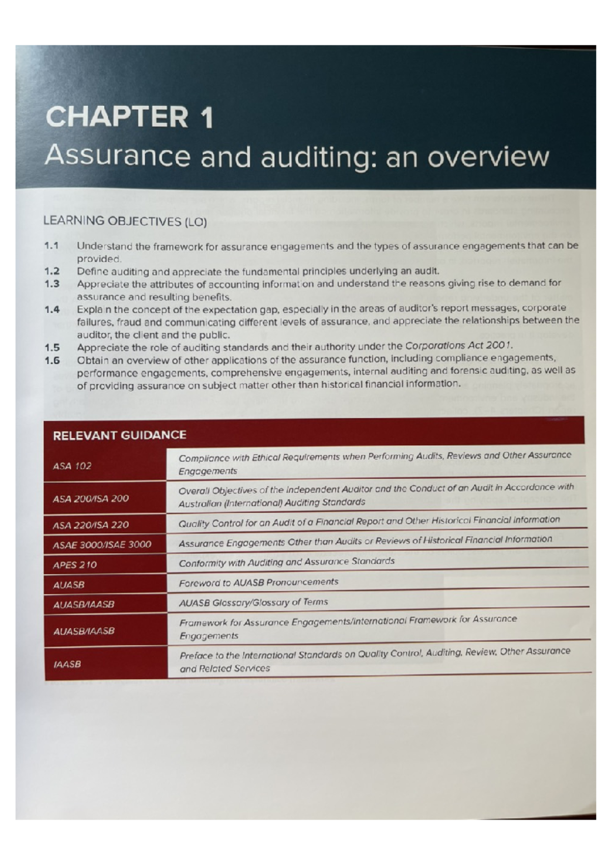 CHAPTER 1 Audit and Assurance Services: An Overview and Learning ...