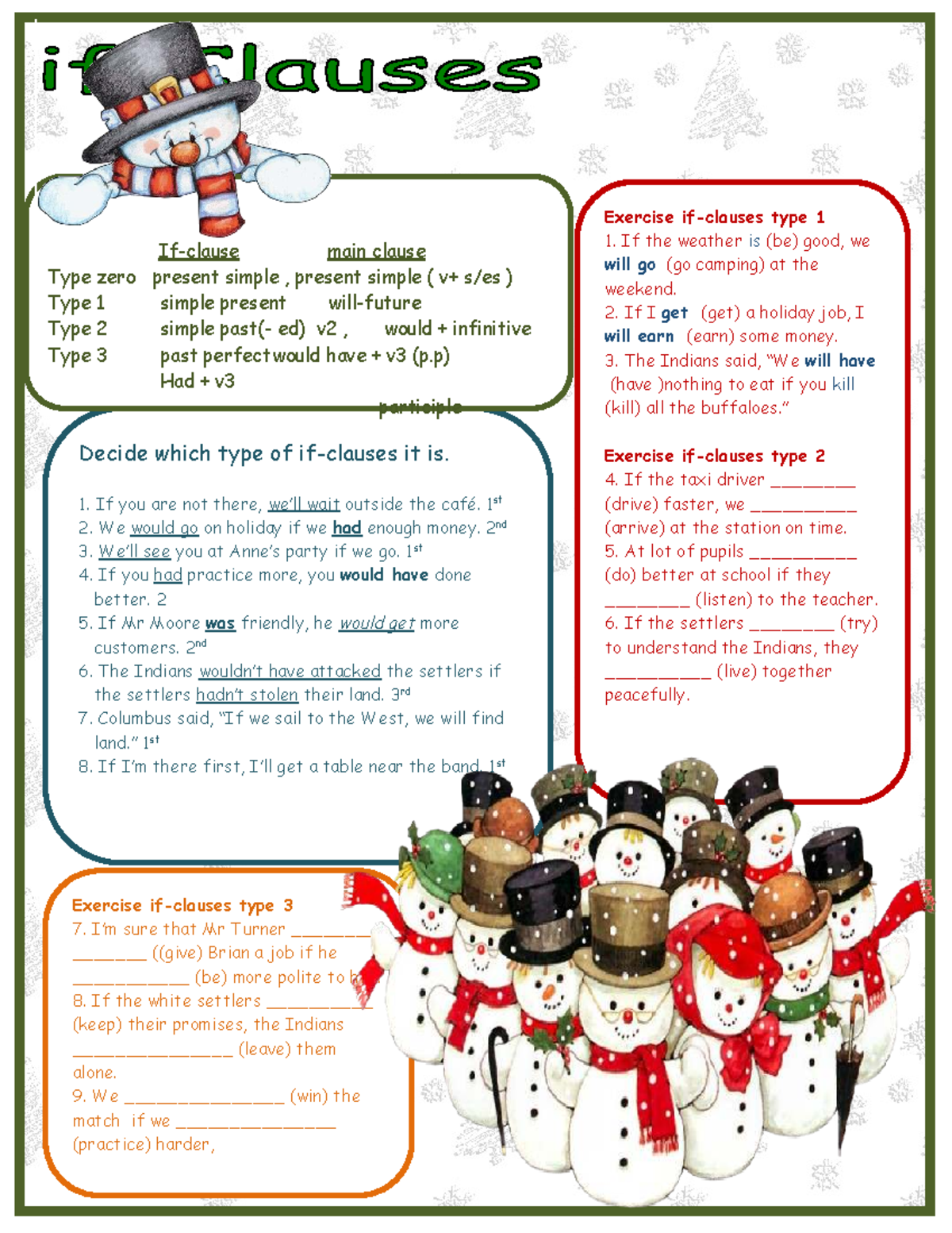 If Clauses: Types 1, 2, and 3 Exercises (ENG101) - Studocu