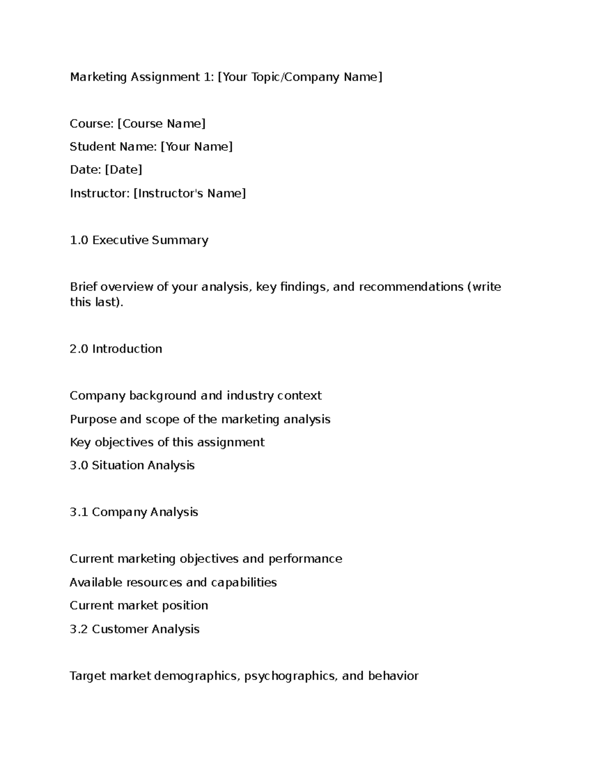 Marketing Assignment 1: Comprehensive Analysis & Strategy Guide - Studocu