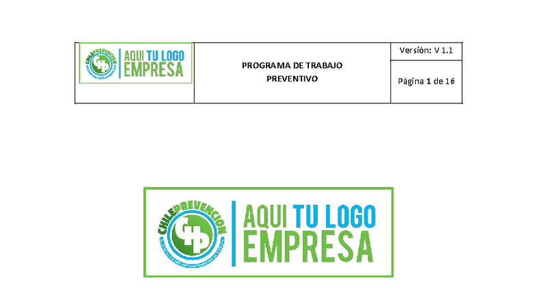 Programa de Trabajo Preventivo según DS 44: Formato y Contenido - Document Preview