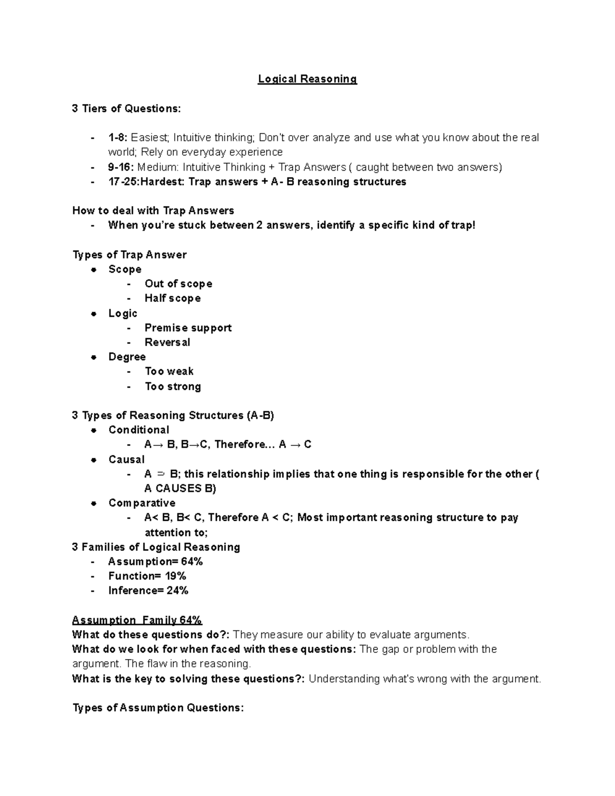 LSAT Logical Reasoning Strategies: Trap Answers & Structures - Studocu