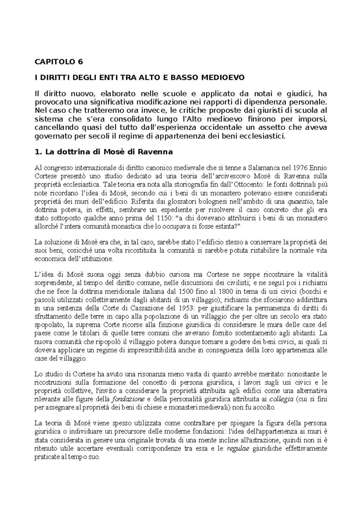 Cap Diritto Comune Riassunto Del Capitolo Vi Del Libro Di Emanuele