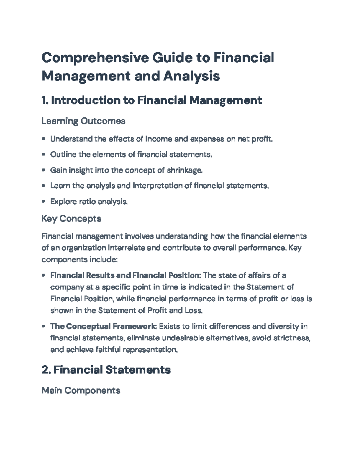 Comprehensive Financial Management Analysis: Key Concepts and ...