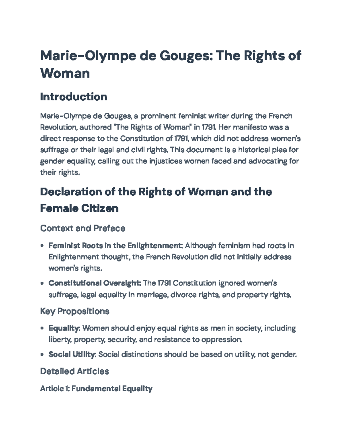 Marie-Olympe de Gouges: The Rights of Woman - A Historical Manifesto ...