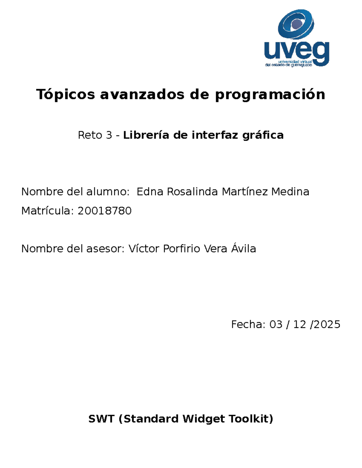 Tópicos Avanzados de Programación: SWT y JavaFX en JAVA 20018780 - Studocu