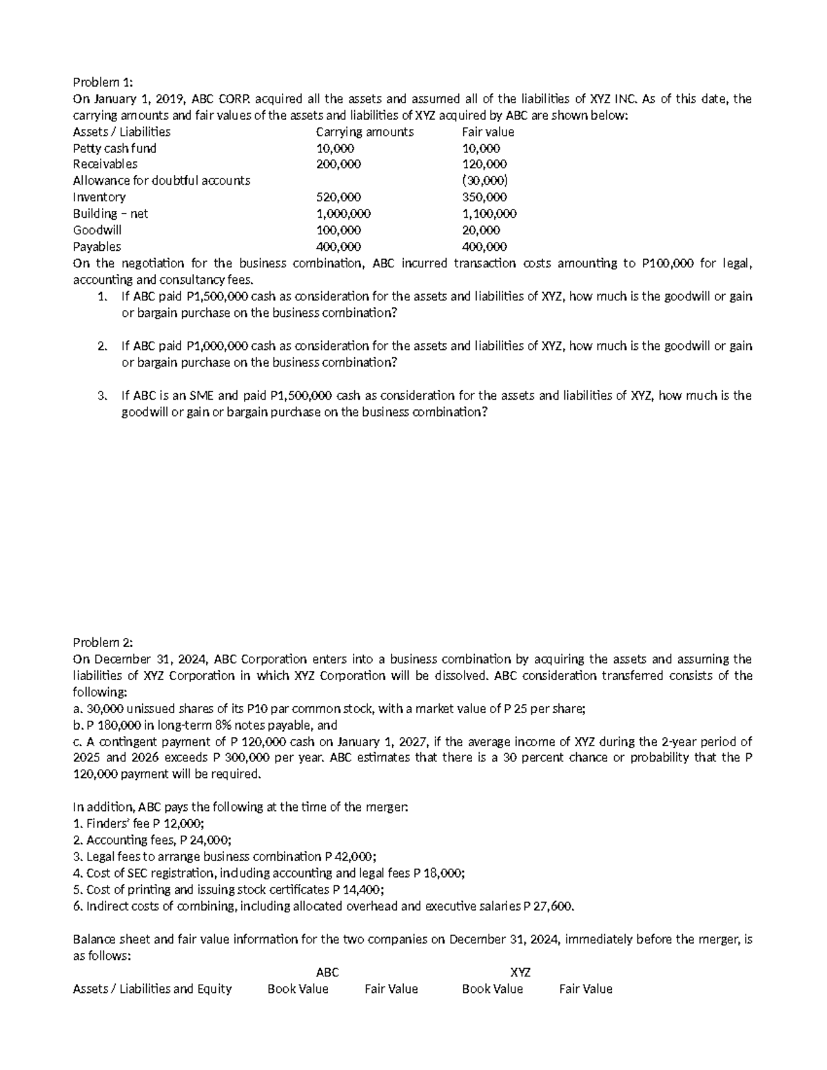 Bus Com-Part-1 Act: Goodwill & Bargain Purchase Analysis - Studocu