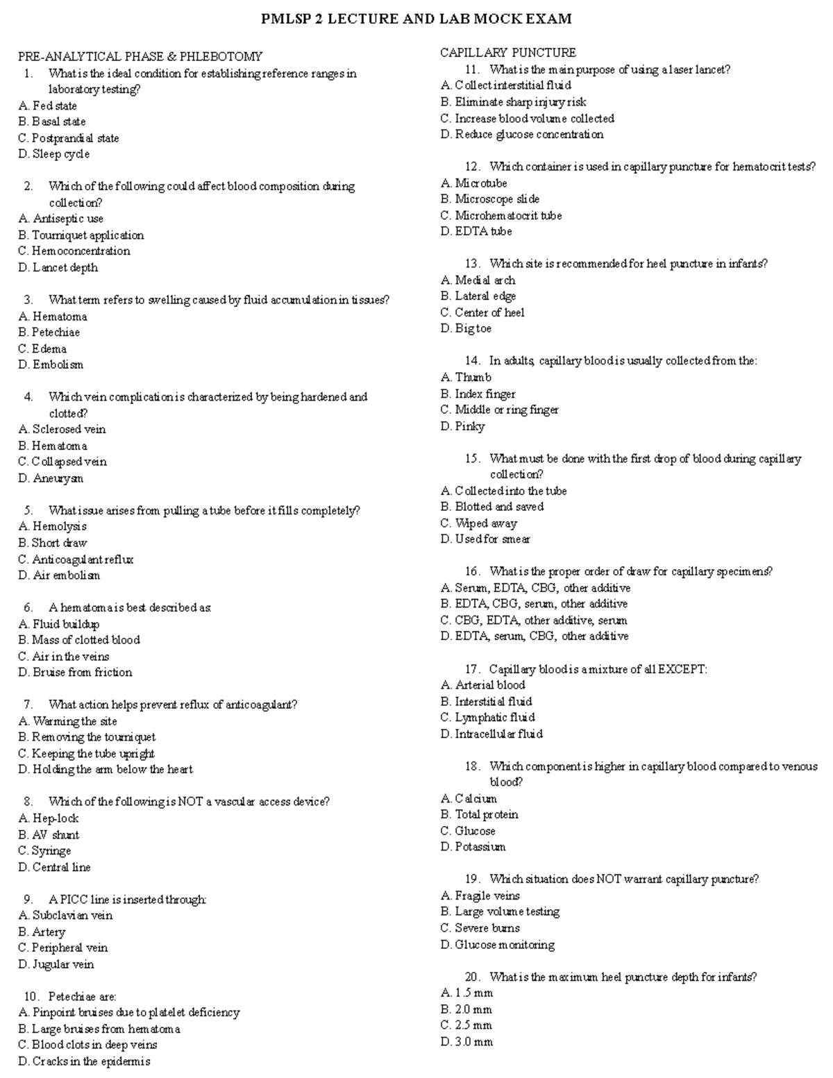 PMLSP 2 LECTURE AND LAB MOCK EXAM REVIEW QUESTIONS - Studocu