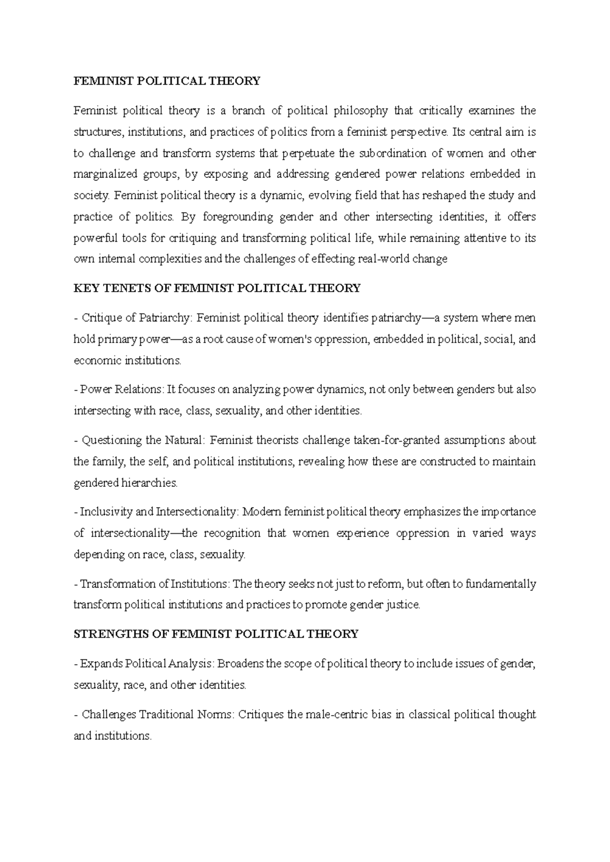 FEM 101: Gender in Politics Theories - An Overview of Key Concepts ...