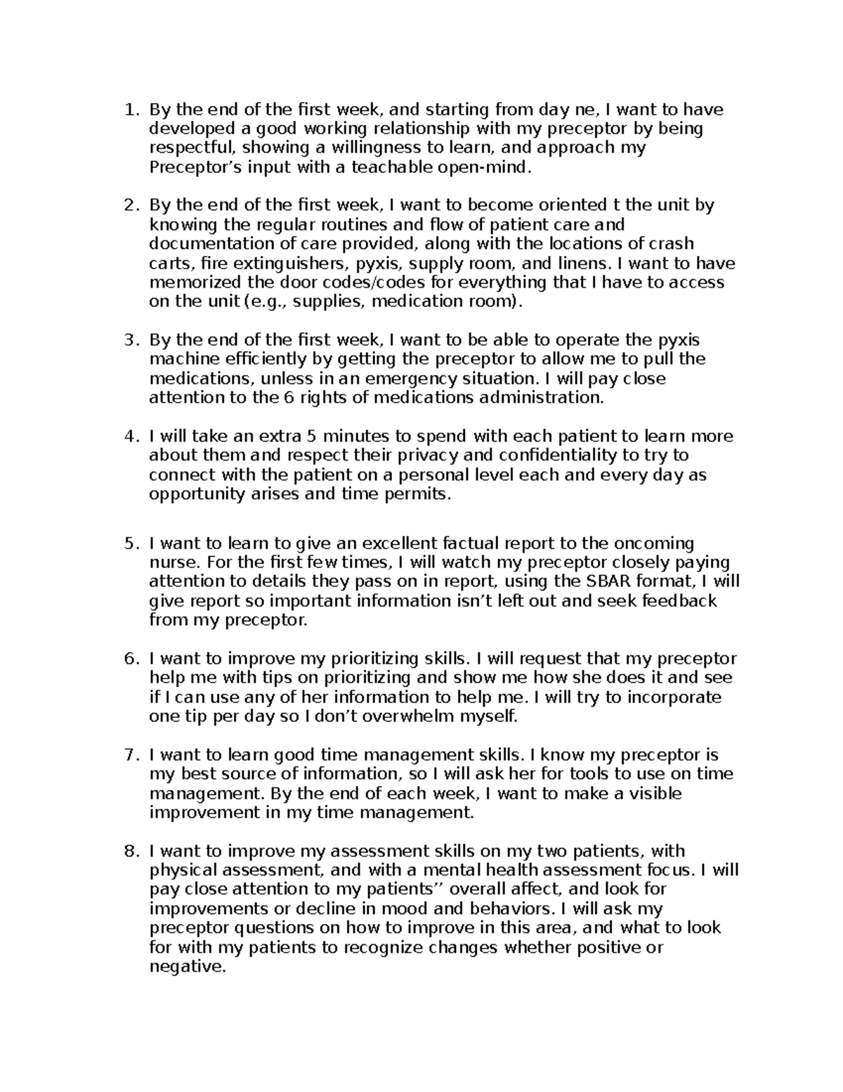15 precepting weekly goals and objectives ideas by the end of the