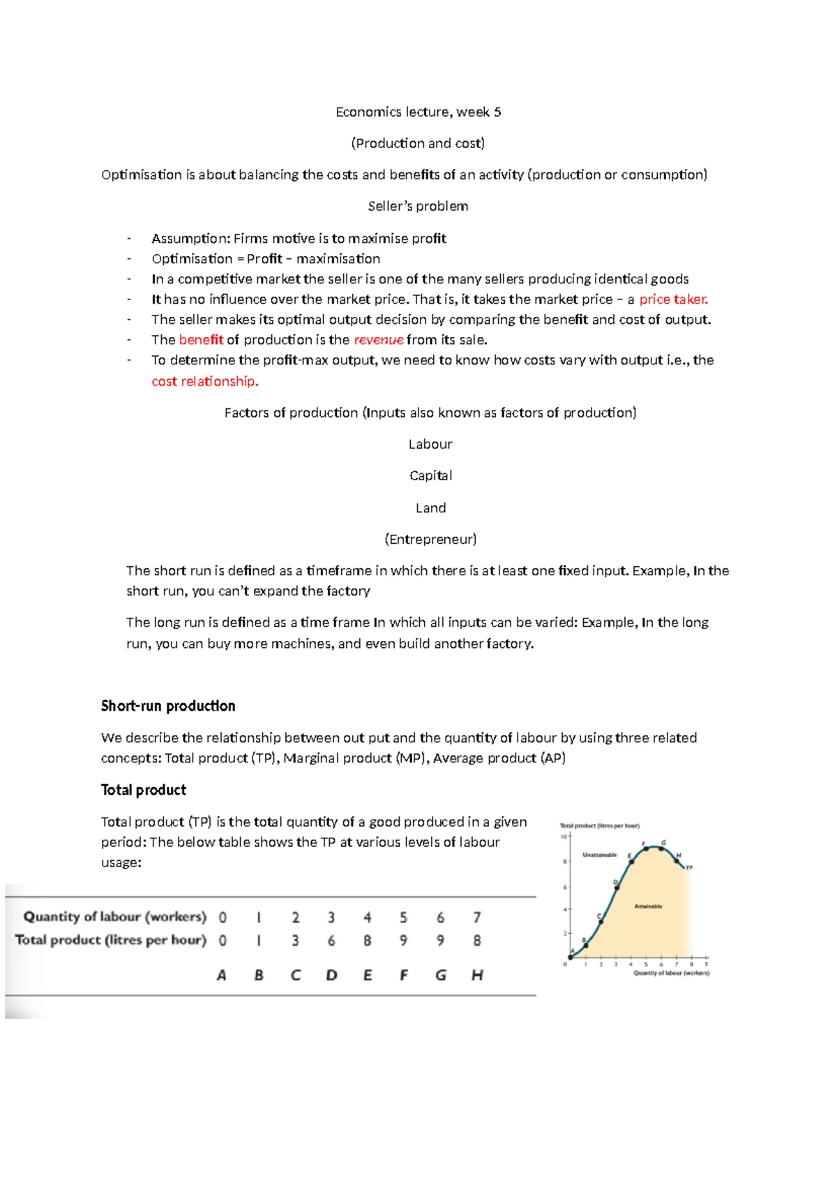 Economics week 10 - lecture notes - BSB113 - Economics week 10 h Types ...