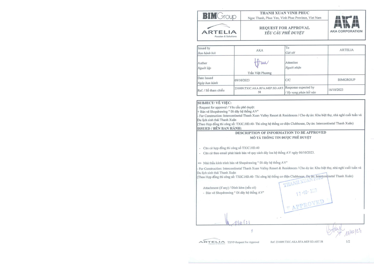 TXIC 3997 - Request for Approval: Shop Drawing for AV System - Studocu