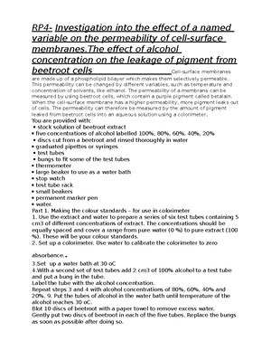 RP6 BIO - bbbbb - Required Practical 6 You are provided with the ...