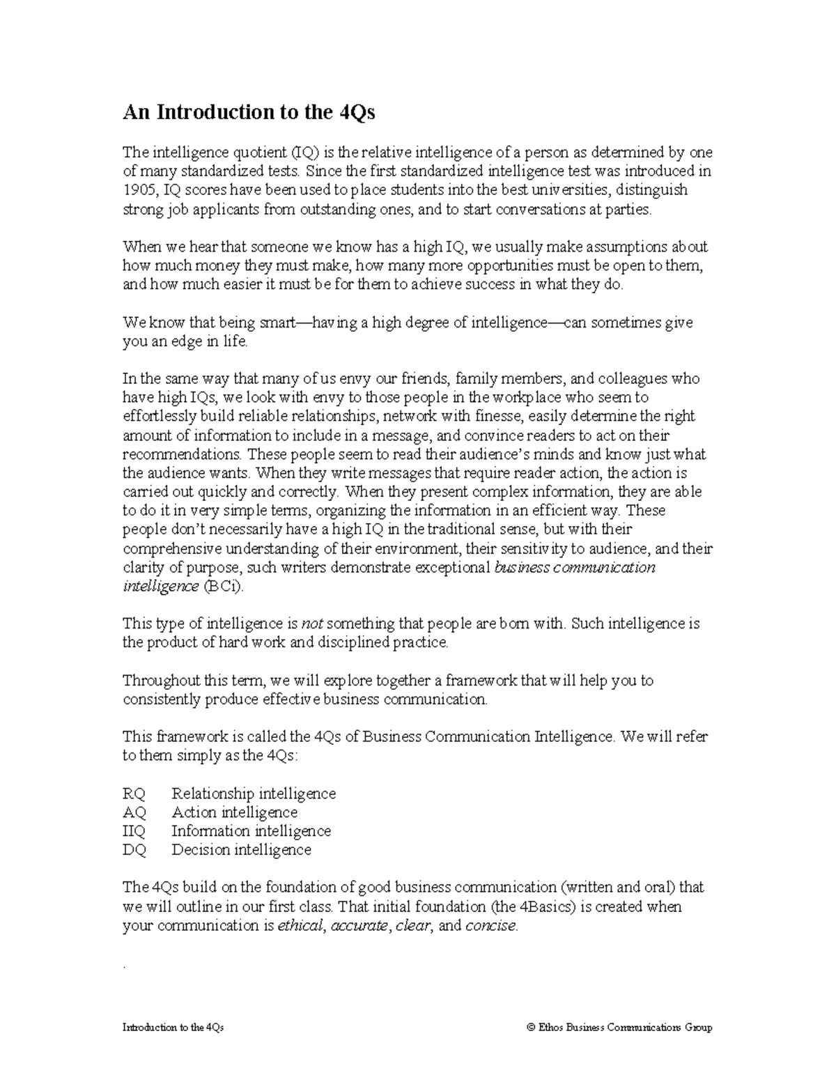 Understanding the 4Qs Framework: A Guide to Business Communication ...
