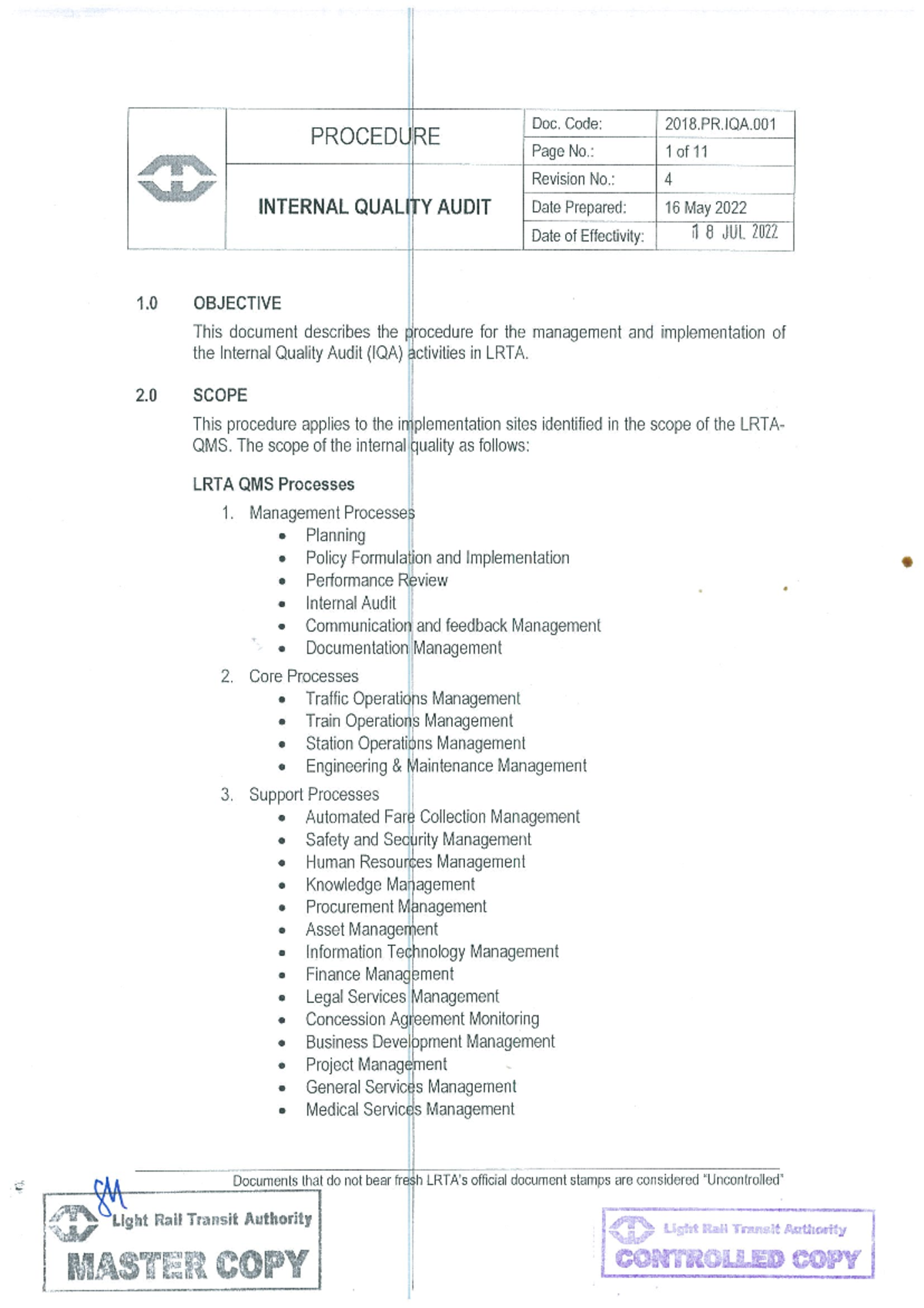 2018.PR.IQA - Internal Quality Audit Procedure Guide - Studocu