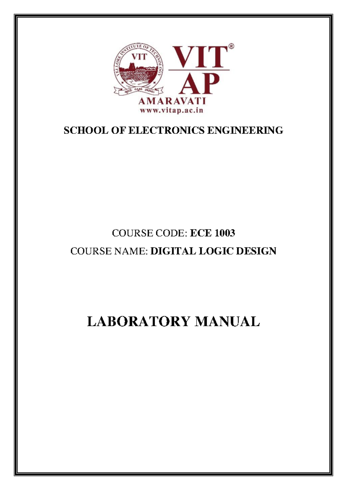 DLD Lab Manual - ECE 1003 Experiments and Source Codes Guide - Studocu