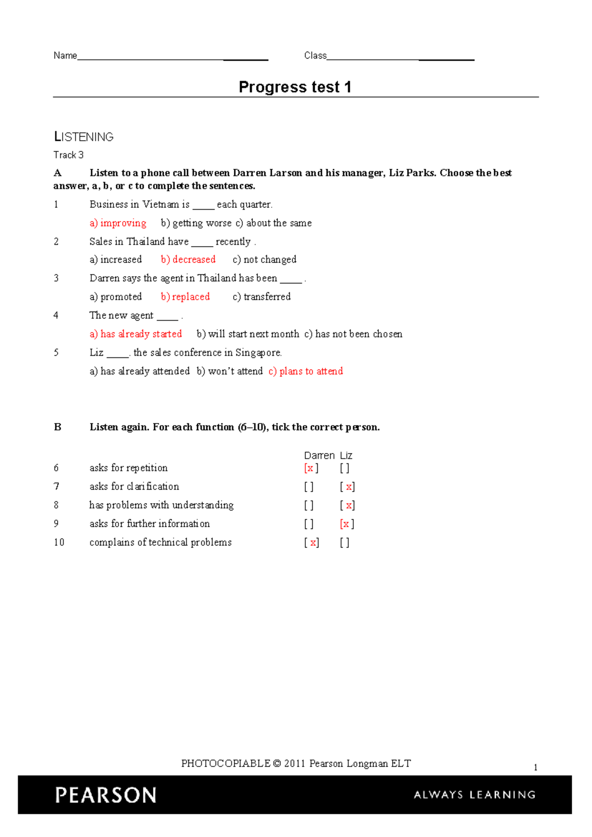 Progress Test 1 - Elearning Listening & Language Skills - Studocu