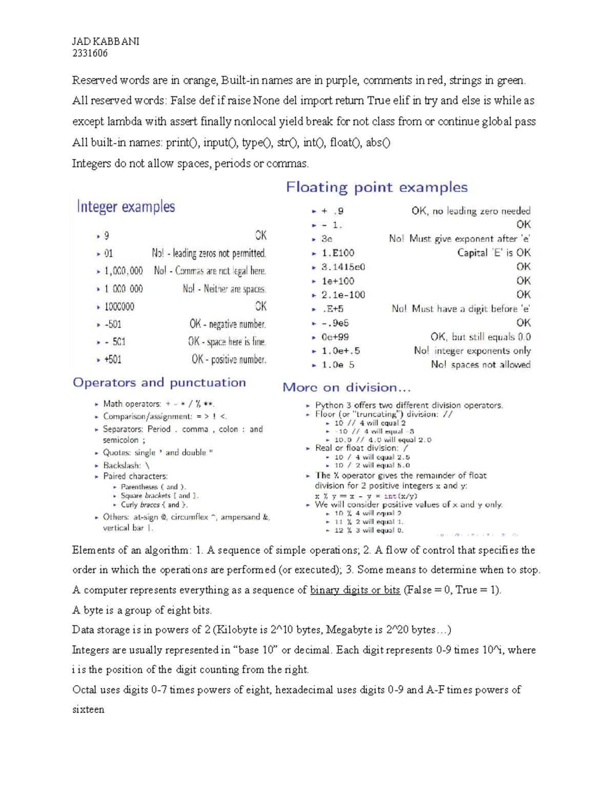 Memory Aid Quiz 1: Key Concepts in Python Programming - Studocu