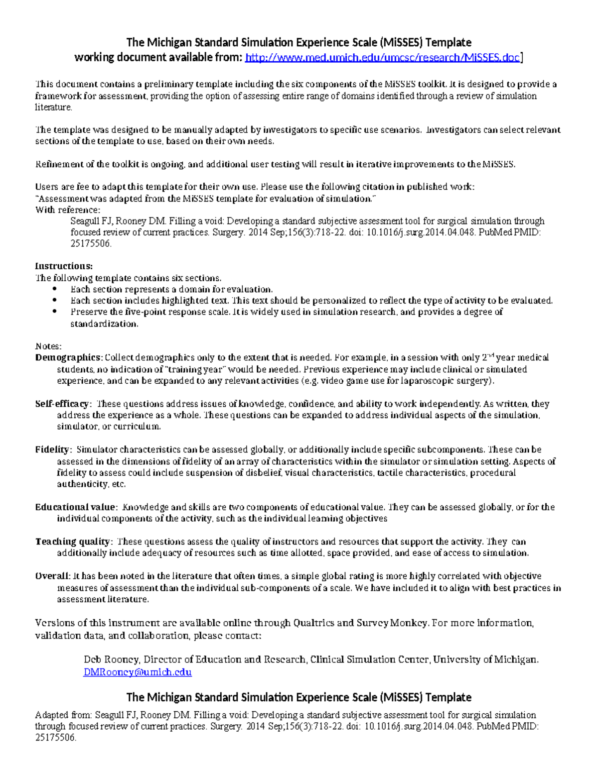 MiSSES Template for Simulation Assessment - UMCSC-Mi - Studocu