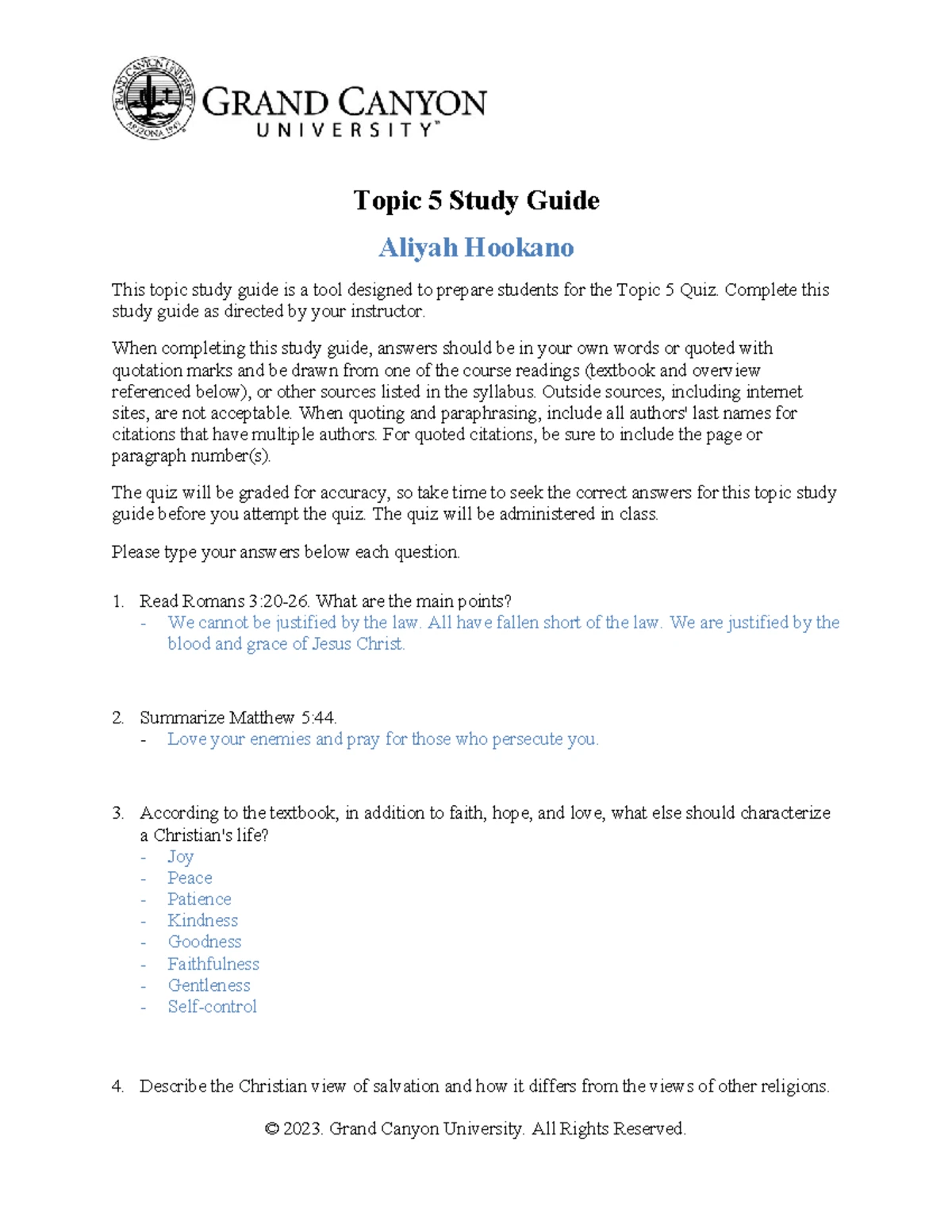 CWV 101 301 RS T2 Quiz Study Guide on Creation Themes and Concepts ...