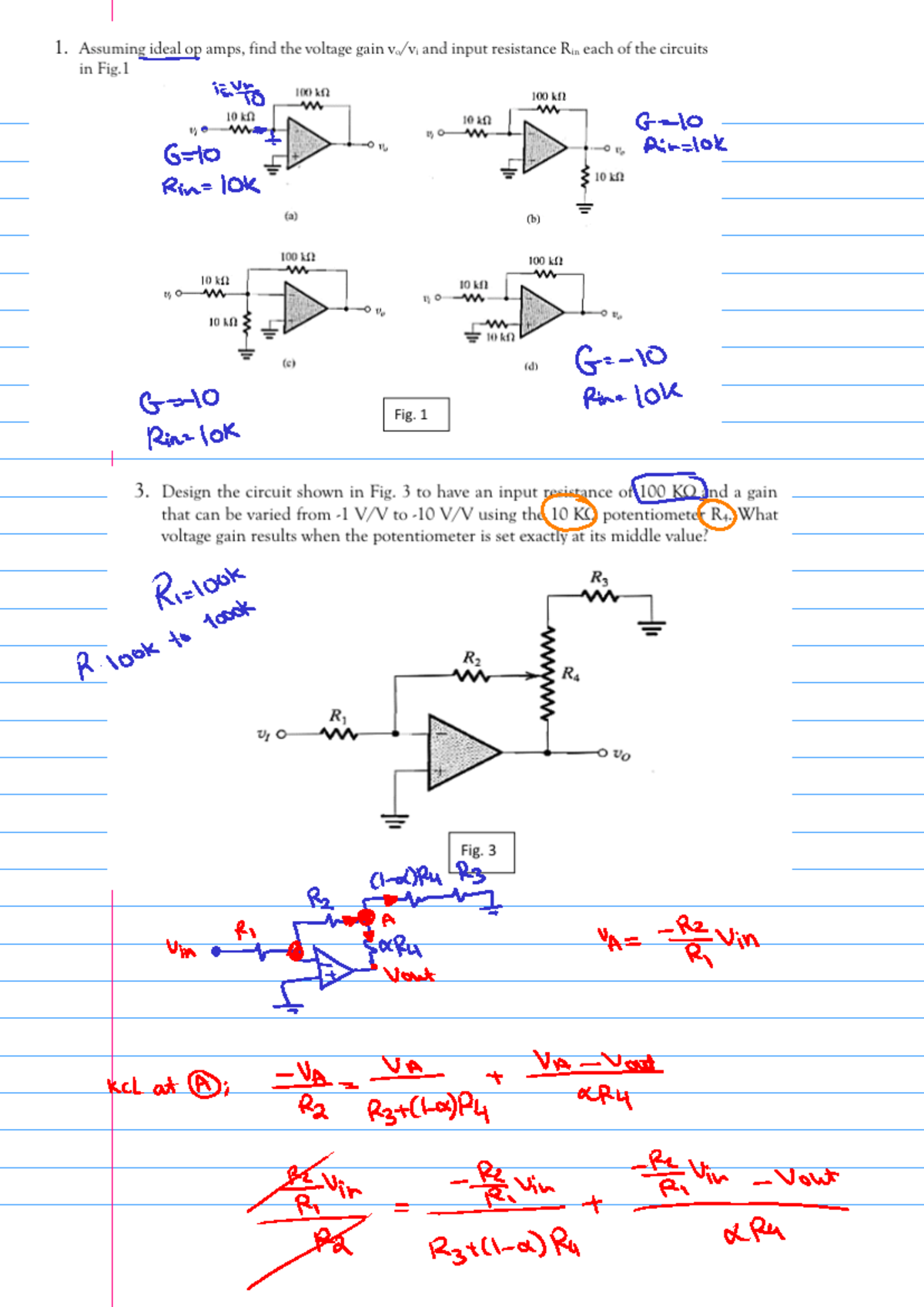Opamp-1 annotated - Solution of assignments of opamps - 1. Assuming ...