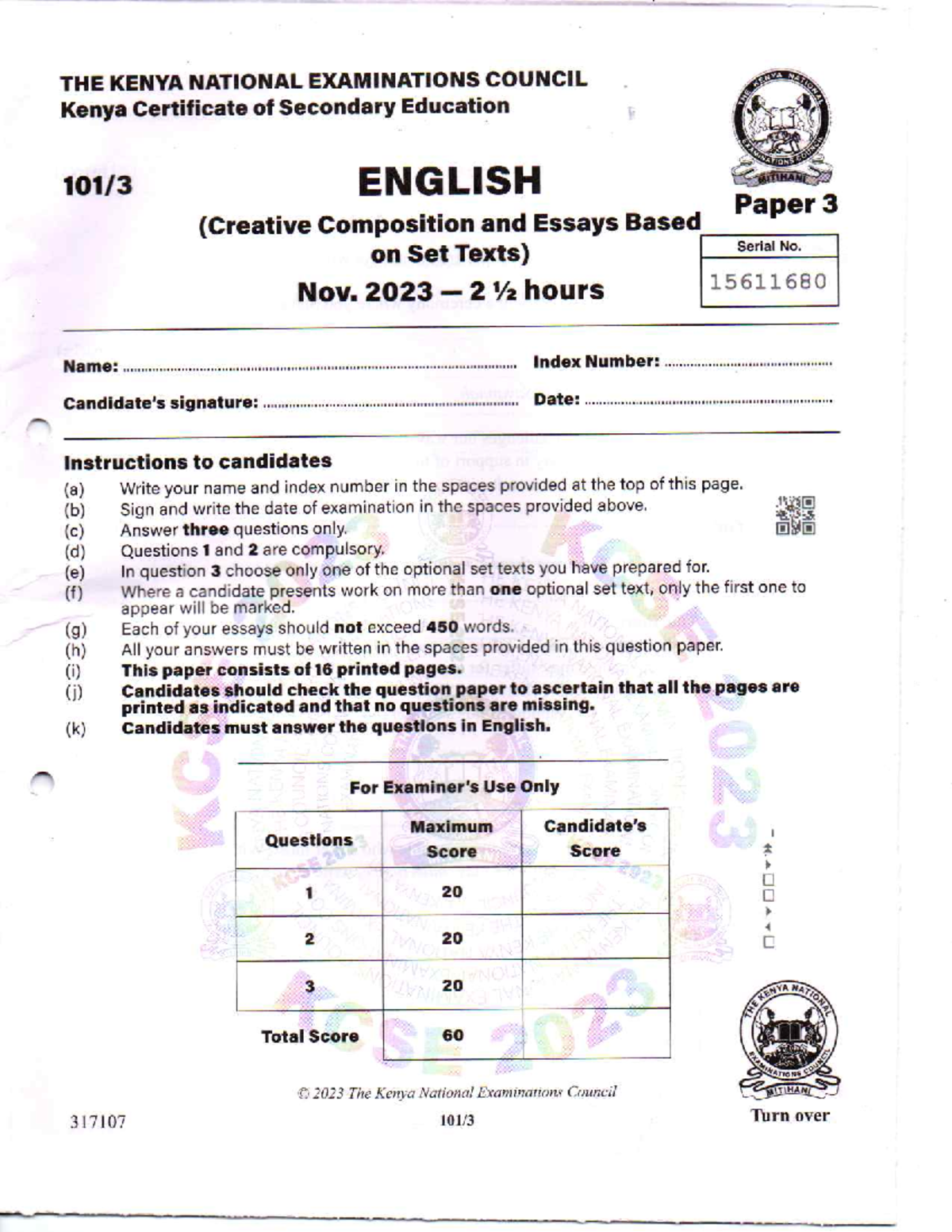 KCSE 2023 English Paper 3: Creative Composition & Essays Notes - Studocu