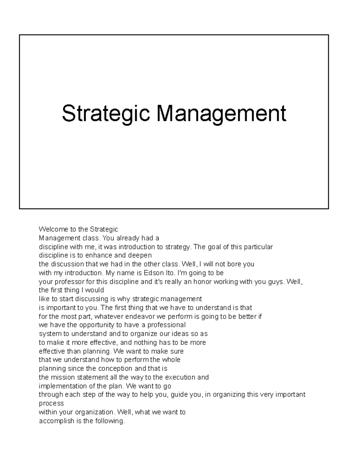 Strategic Management (SM 101): Course Overview and Key Concepts - Studocu