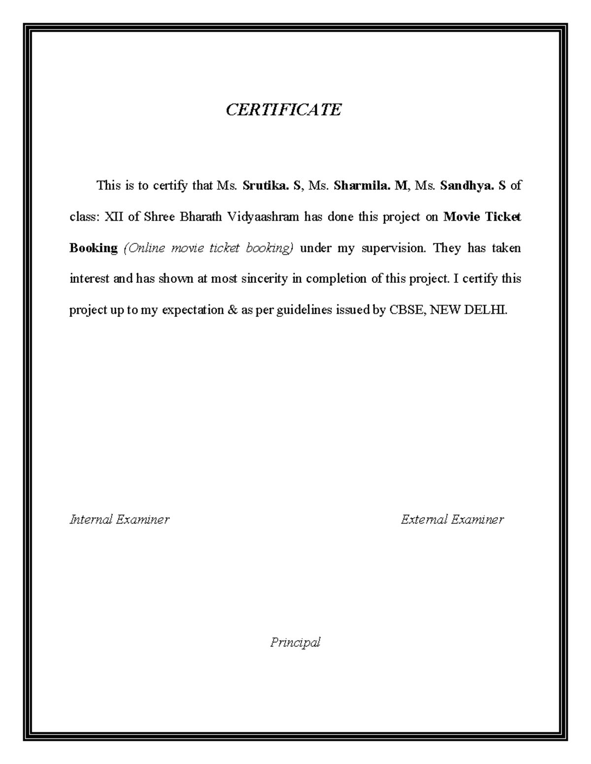 CS Project: Online Movie Ticket Booking System (Class XII) - Studocu