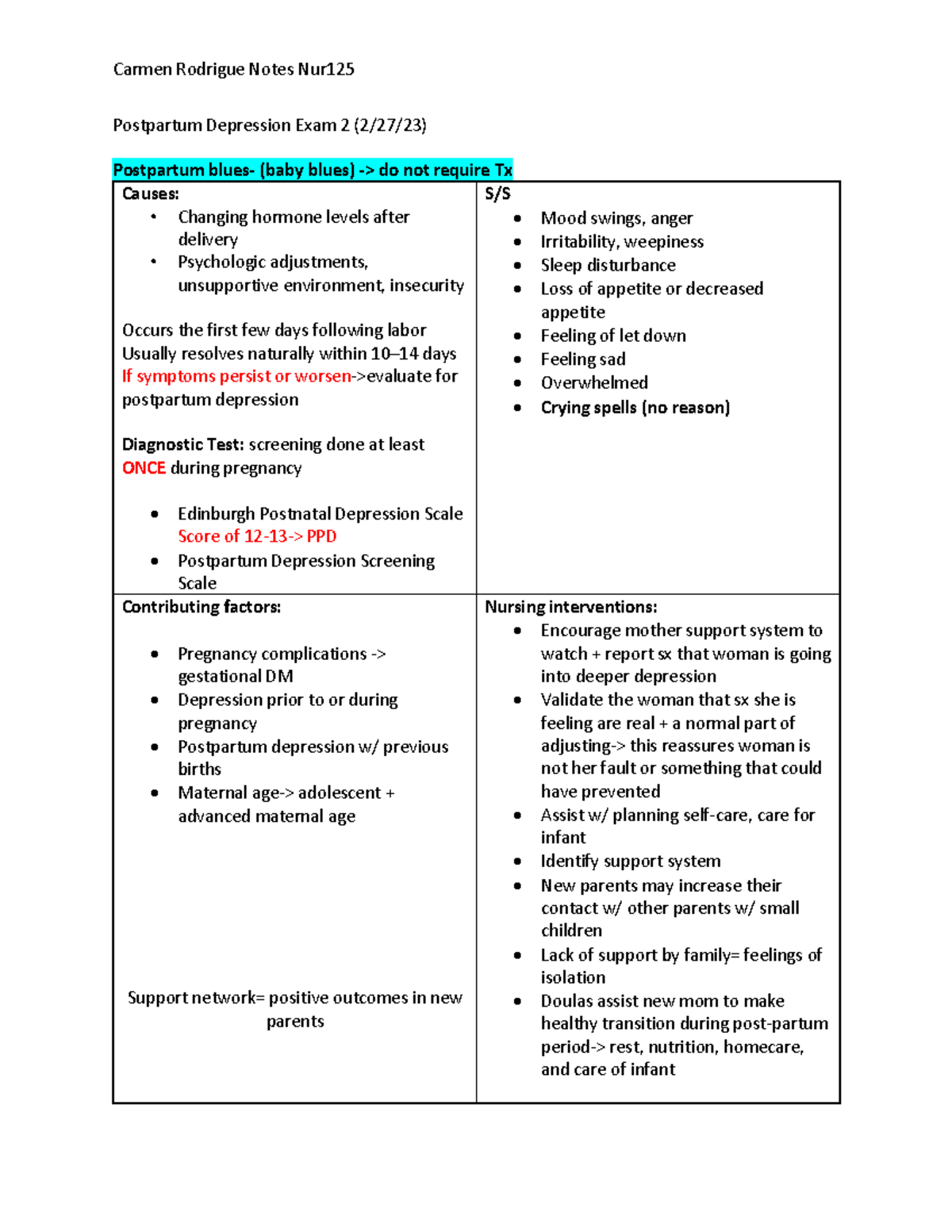 Postpartum Depression Notes for Nur 2023: Causes, Symptoms & Treatment ...