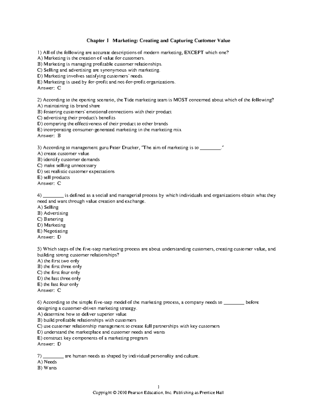 Chapter 1 - Marketing Basics: Understanding Customer Value and ...