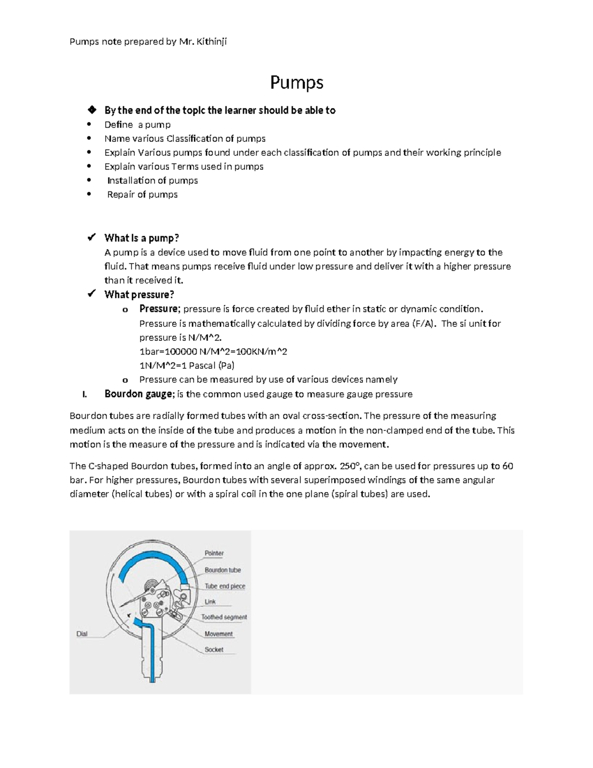 Pumping Fundamentals: Classifications, Principles & Applications - Studocu