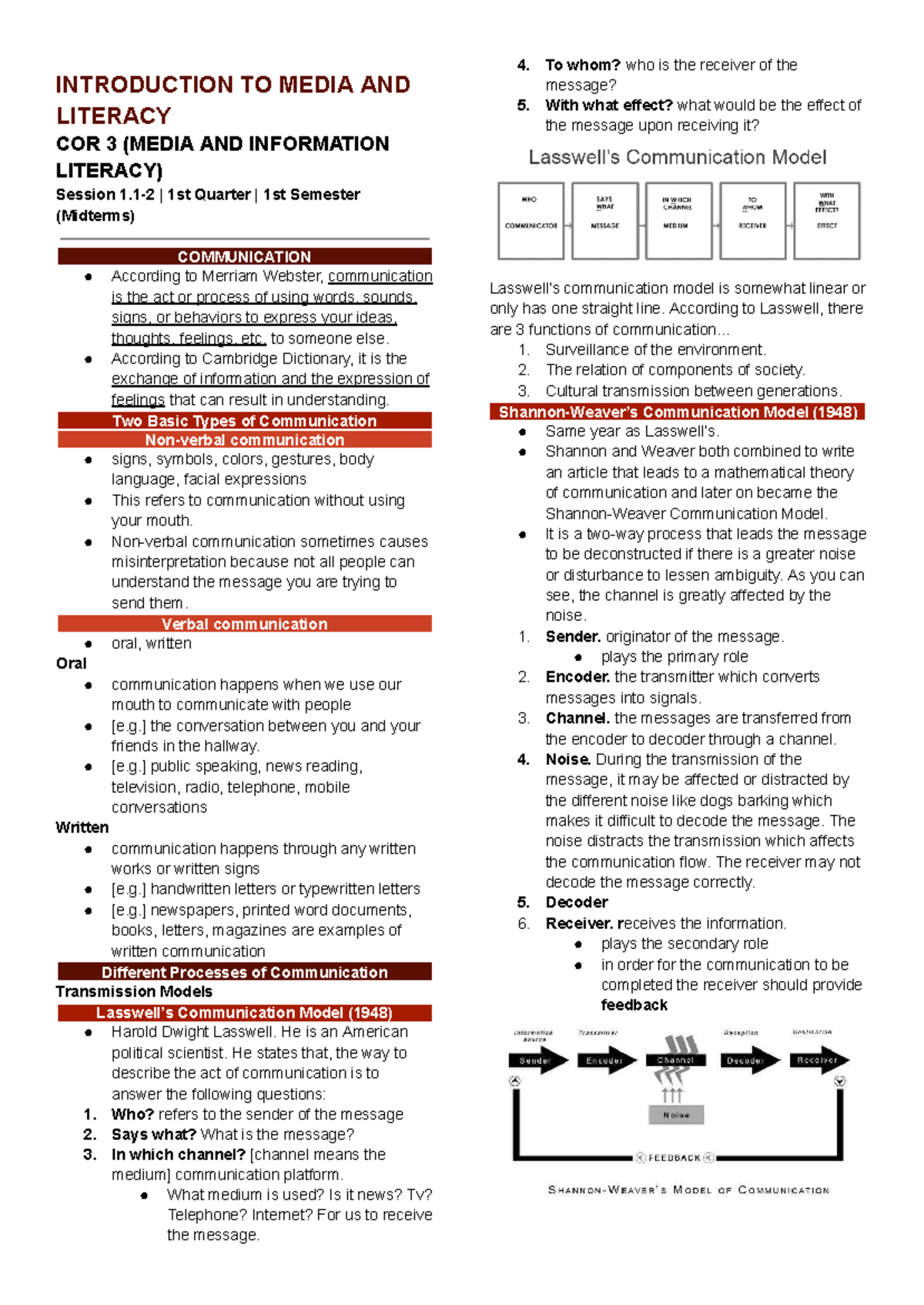 Media and Information Literacy COR 3: Midterm Insights on Communication ...