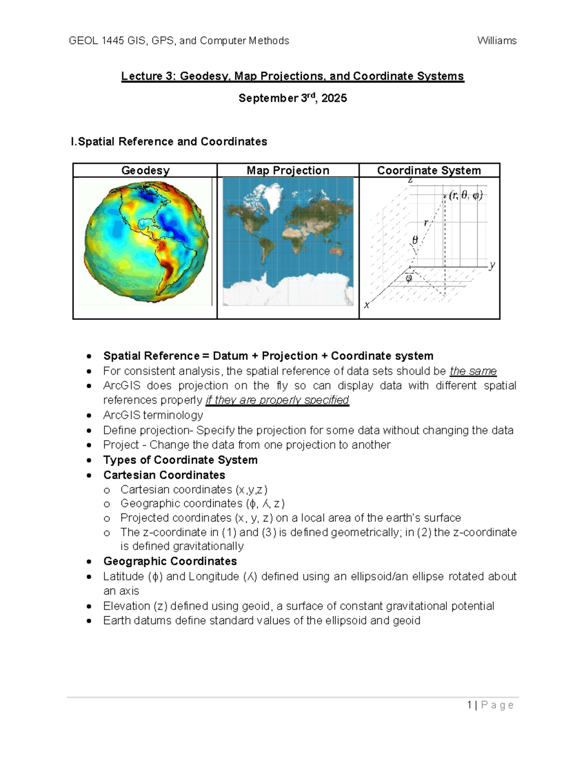 GEOL 1445 Lecture 3: Geodesy, Map Projections & Coordinate Systems ...