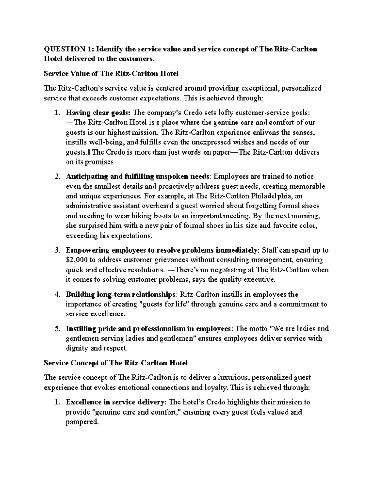 Service Value and Concept Analysis of The Hotel: A Case Study (SM101 ...