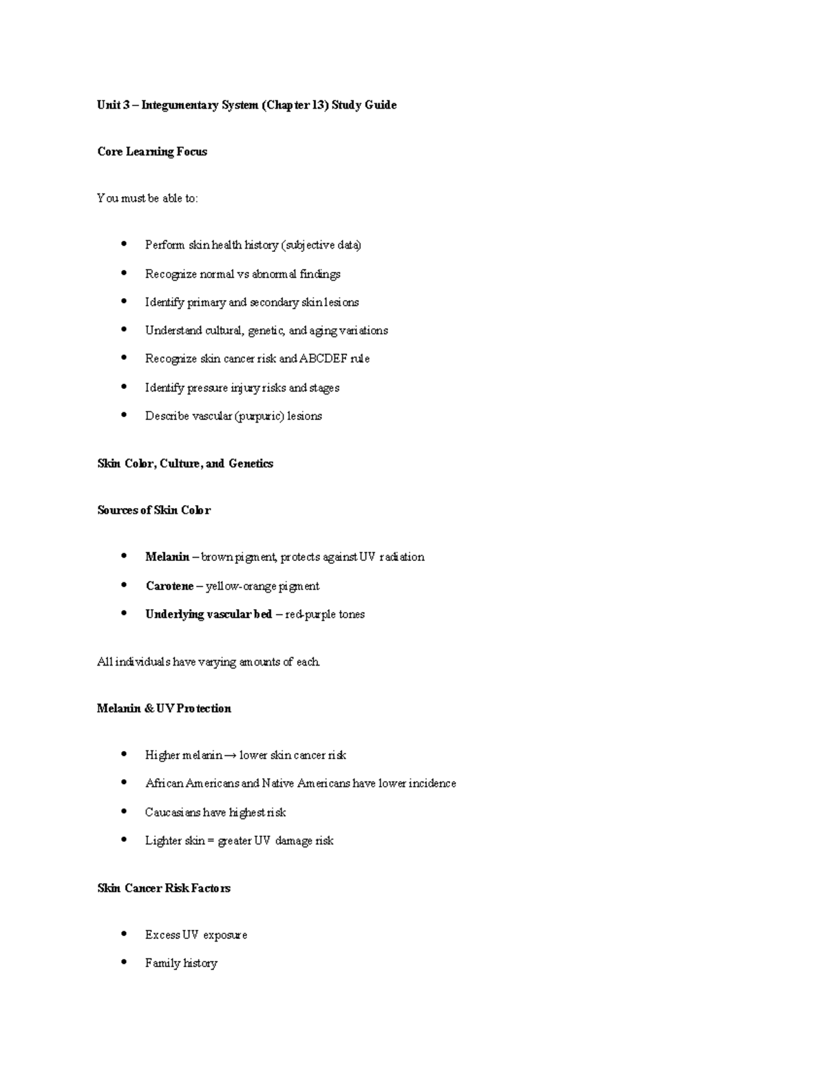 NSG 3160 Exam 2 Study Guide: Integumentary & Neuroassessment Insights ...