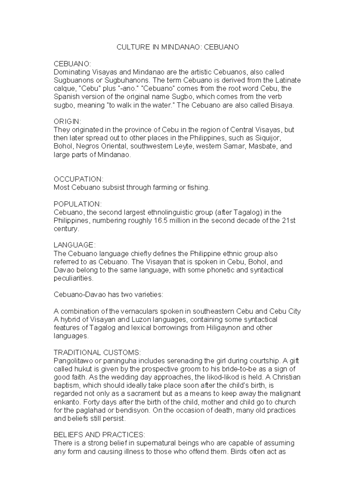 Cebuano-Waray Cultural Insights: Ethnolinguistic Notes and Practices ...