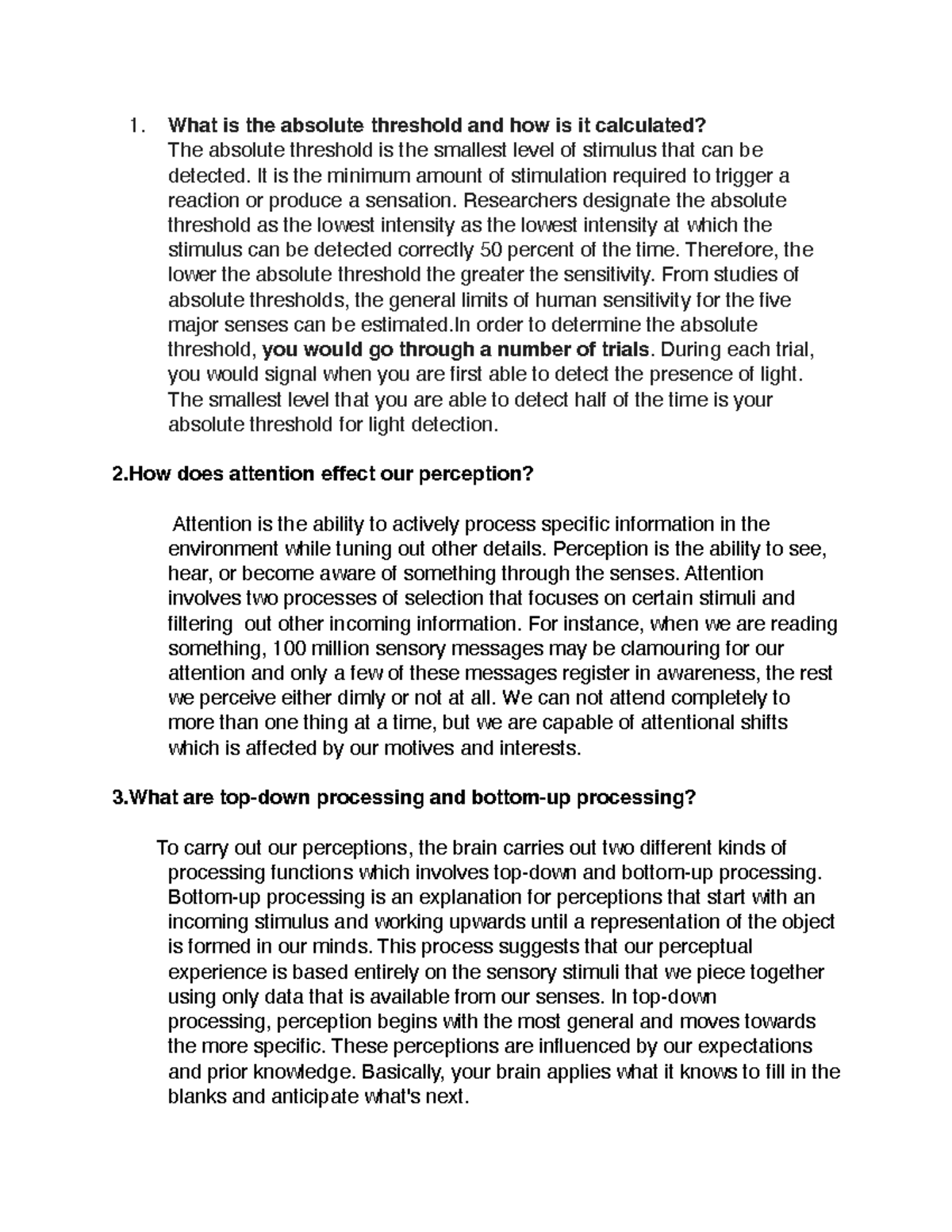 Psyc 101 Discussion 7: Understanding Perception and Sensory Processing ...