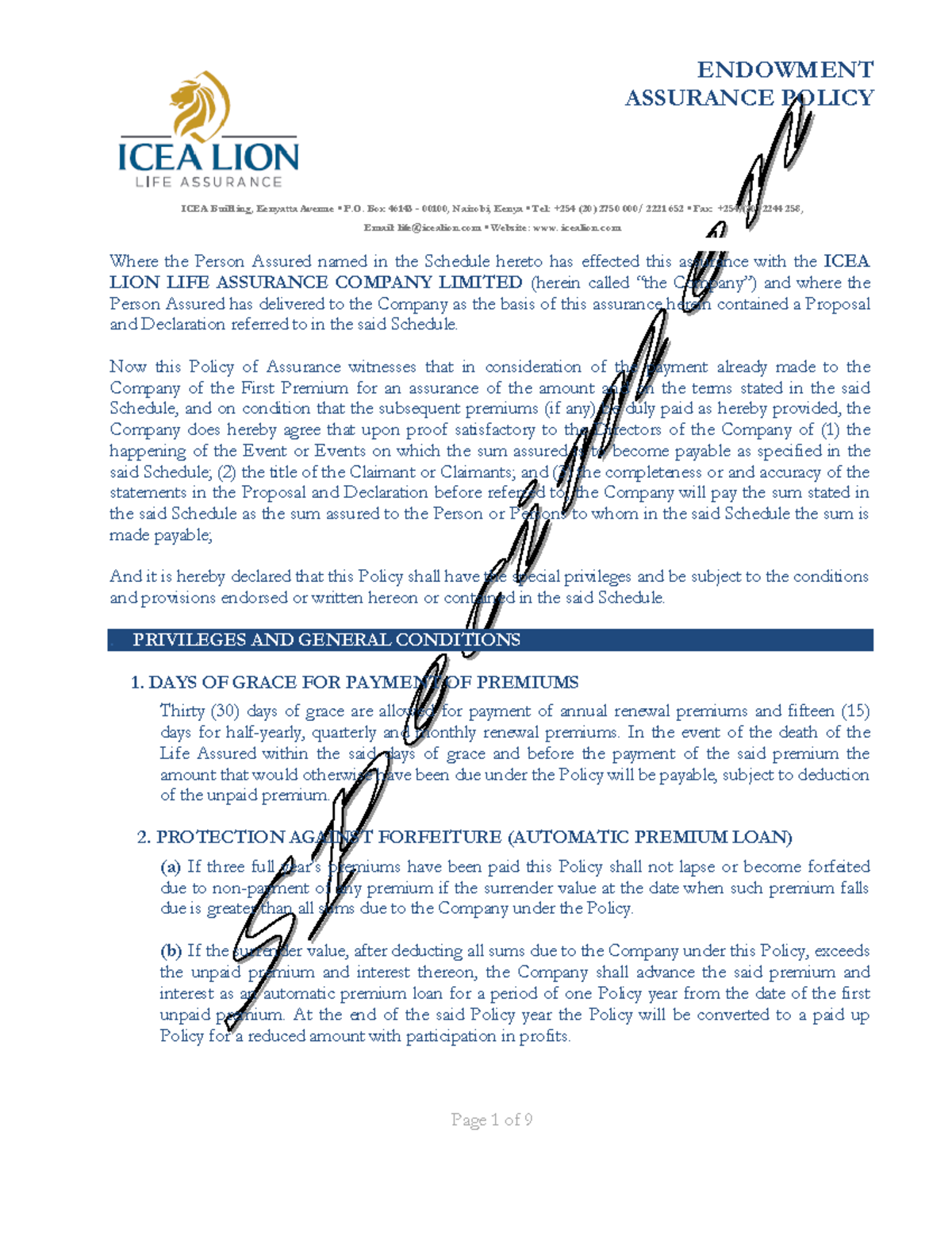 Endowment Assurance Policy Overview - ICEA Branded Specimen - Studocu