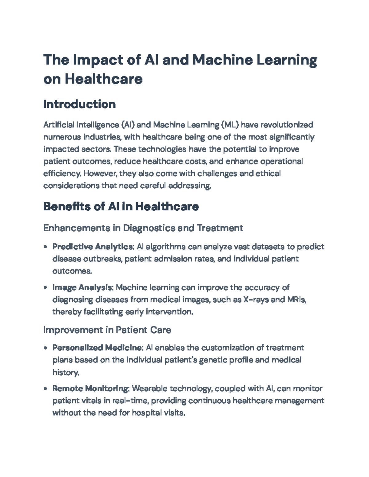 The Impact of AI and ML on Healthcare: Challenges and Opportunities ...