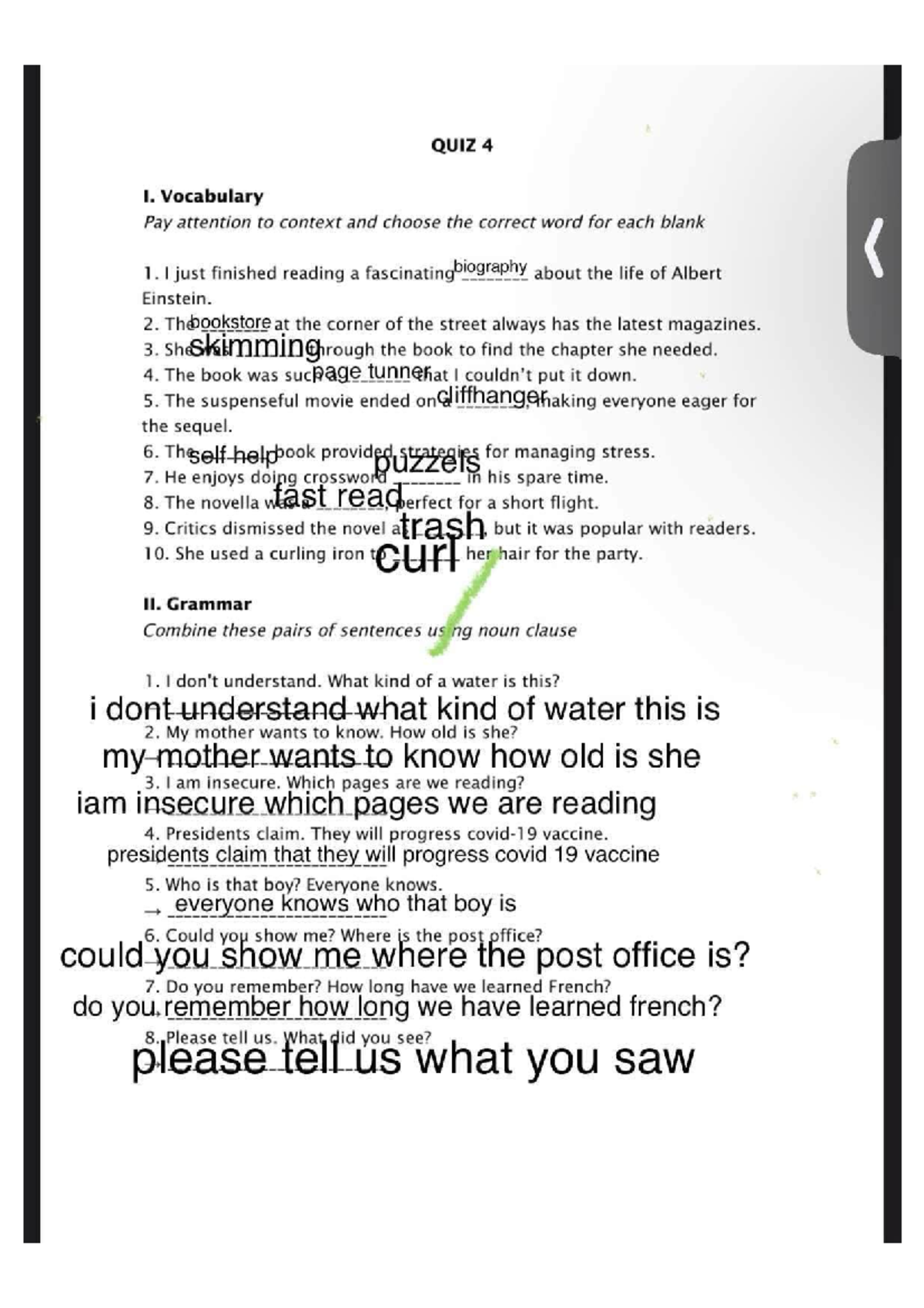 QUIZ 4: Vocabulary and Grammar Practices for C4 91 C3 A3 20n C3 A9n ...