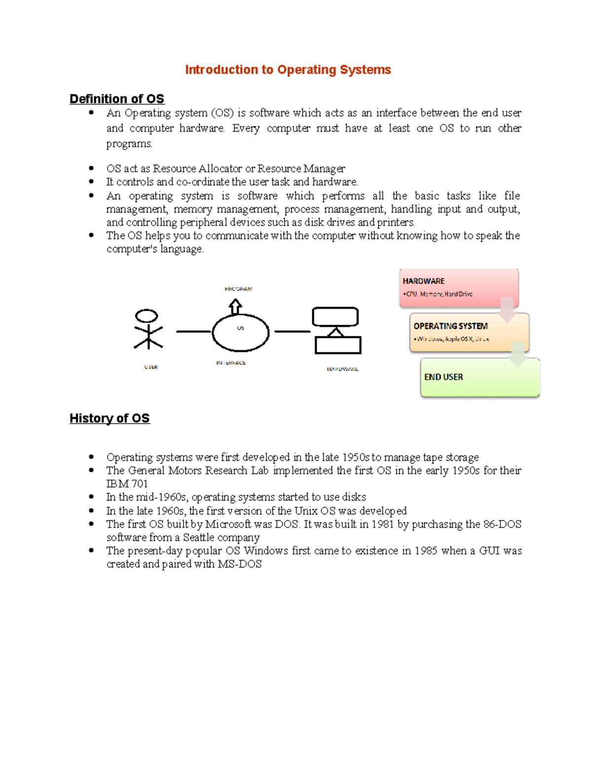 OS - UNIT I Lecture Notes on Operating Systems Fundamentals - Studocu