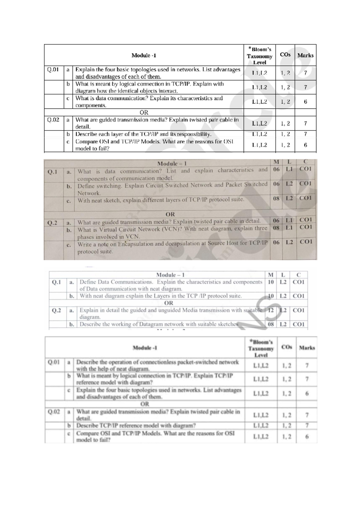Module 1 - Key Exam Questions on Data Communication and Networking ...