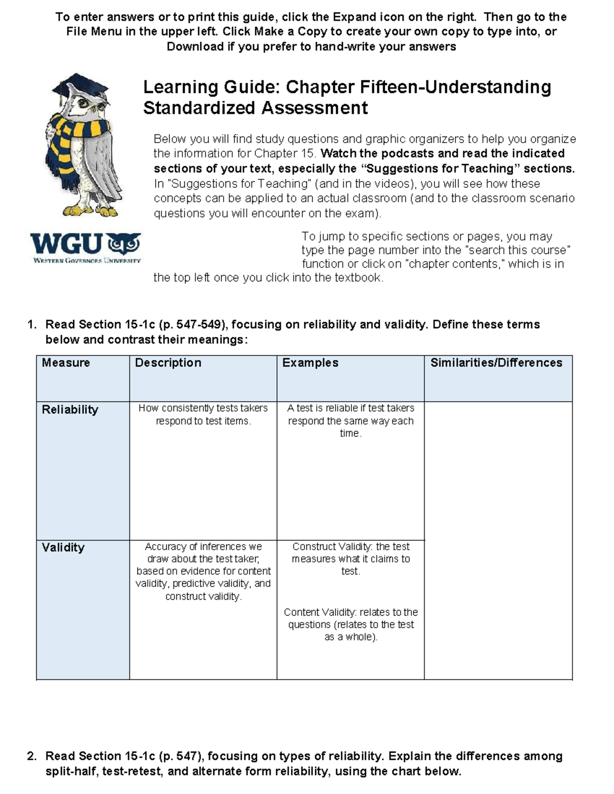 Chapter 15 Learning Guide - To enter answers or to print this guide ...