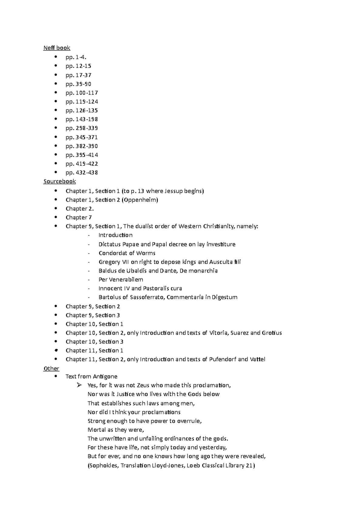 History Readings: Neff & Sourcebook Insights (Chapters & Sections ...