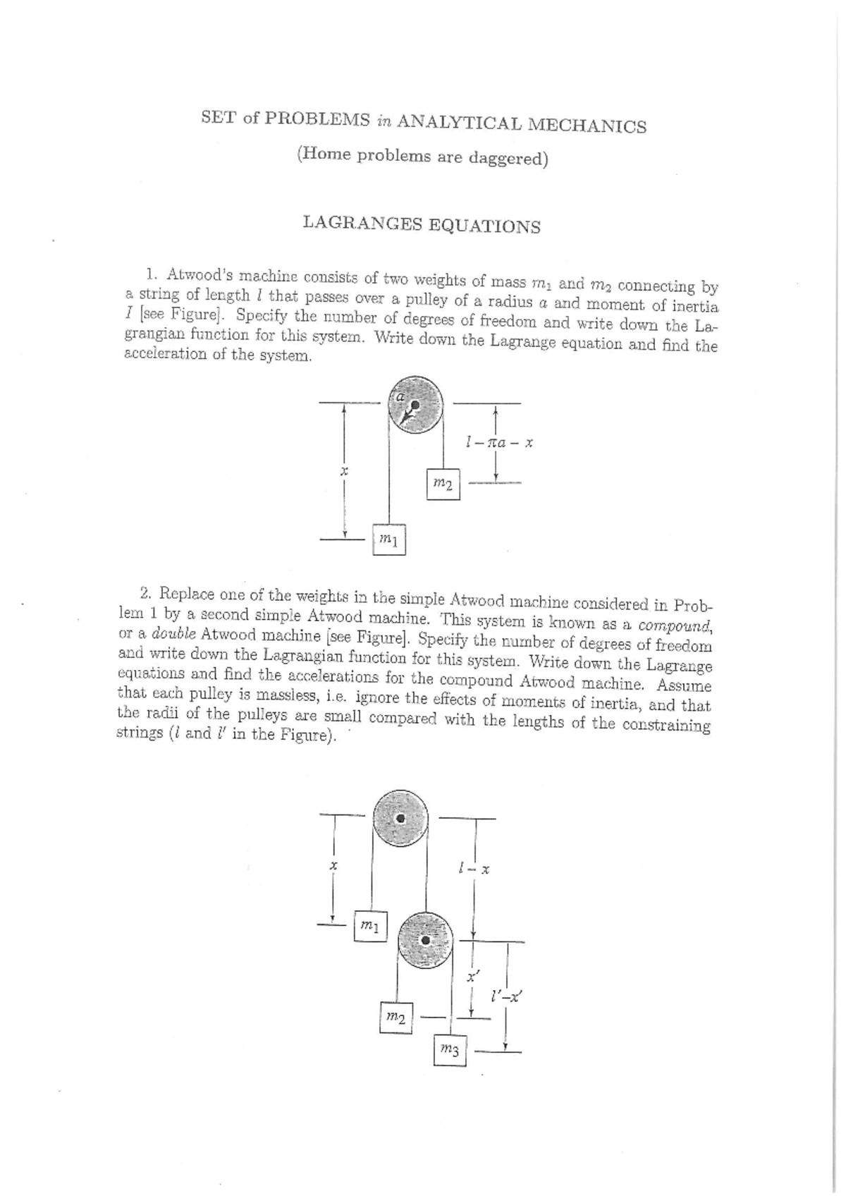 Problem Set - TFYA40: Analytical Mechanics Challenges - Studocu