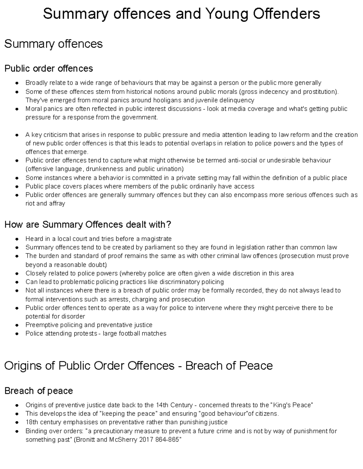 Summary Offences & Young Offenders: Public Order and Legal Implications ...