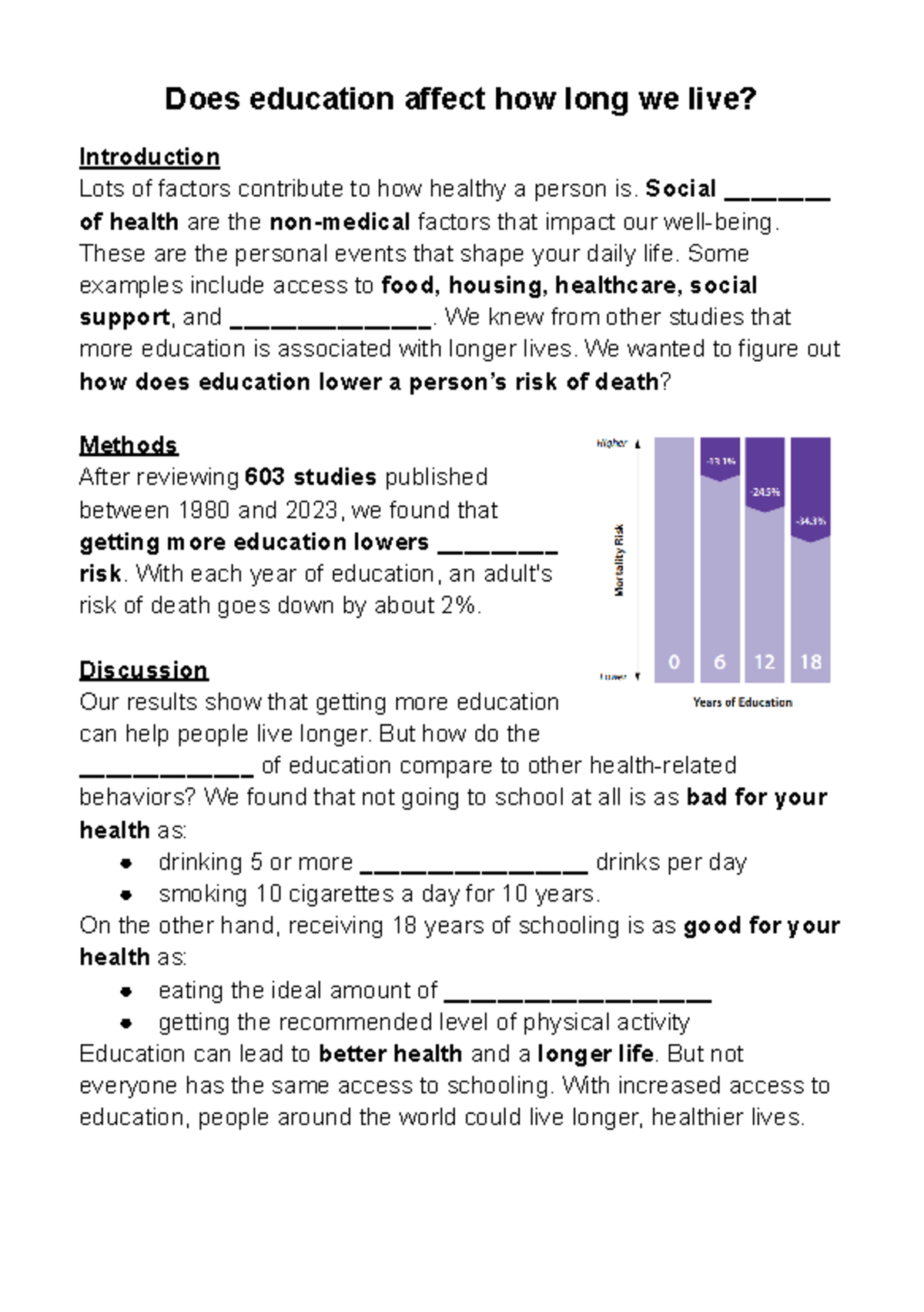 Does education affect how long we live - Google Docs - Does education ...